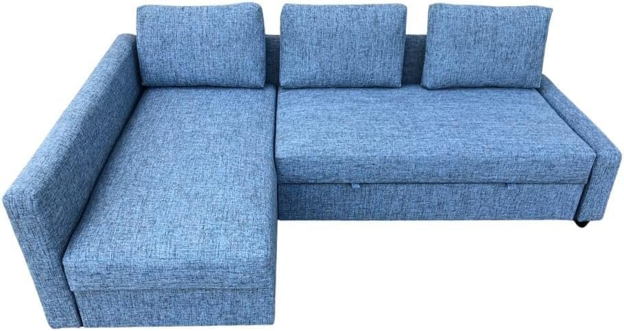 Karnak Convertible Sofa Couch Cum Bed L-Shape Corner Sofa Couch Plus Diwan Bed with Storage Box & Cushion for Living Room, Home, Office, Apartment, Studio Room Size 215x150x75 Centimeters Ksb5652