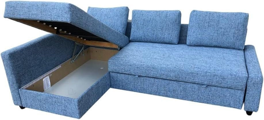 Karnak Convertible Sofa Couch Cum Bed L-Shape Corner Sofa Couch Plus Diwan Bed with Storage Box & Cushion for Living Room, Home, Office, Apartment, Studio Room Size 215x150x75 Centimeters Ksb5652 - Image 4