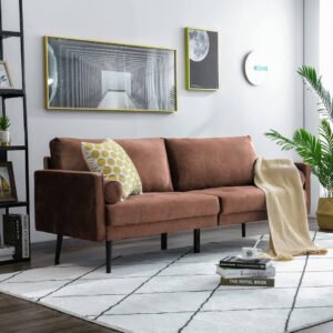 Karnak Brooklyn Velvet Upholstery 2-Seater Sofa Couch Set Modern Design Design Sofa Couch For Living Room Color (Brown)