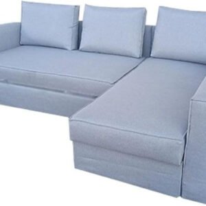 Karnak Convertible Sofa Couch Cum Bed L-Shape Corner Sofa Couch Plus Diwan Bed with Storage Box & Cushion for Living Room, Home, Office, Apartment, Studio Room Size 215x150x75 Centimeters (Grey)