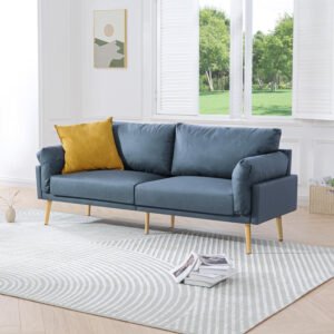 Karnak Brooklyn Leather 2-Seater Sofa Couch Set Modern Design Design Sofa Couch For Living Room Color (Blue)