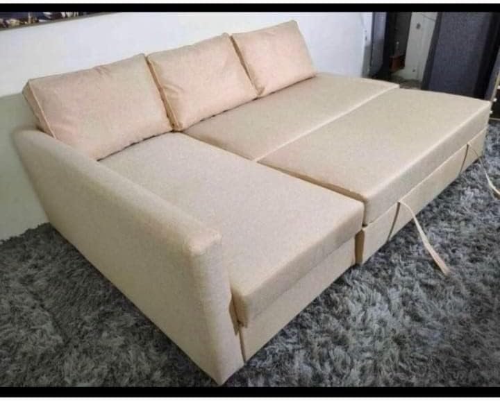 Karnak Convertible Sofa Couch Cum Bed L-Shape Corner Sofa Couch Plus Diwan Bed with Storage Box & Cushion for Living Room, Home, Office, Apartment, Studio Room Size 215x150x75 Centimeters KSB206 - Image 3