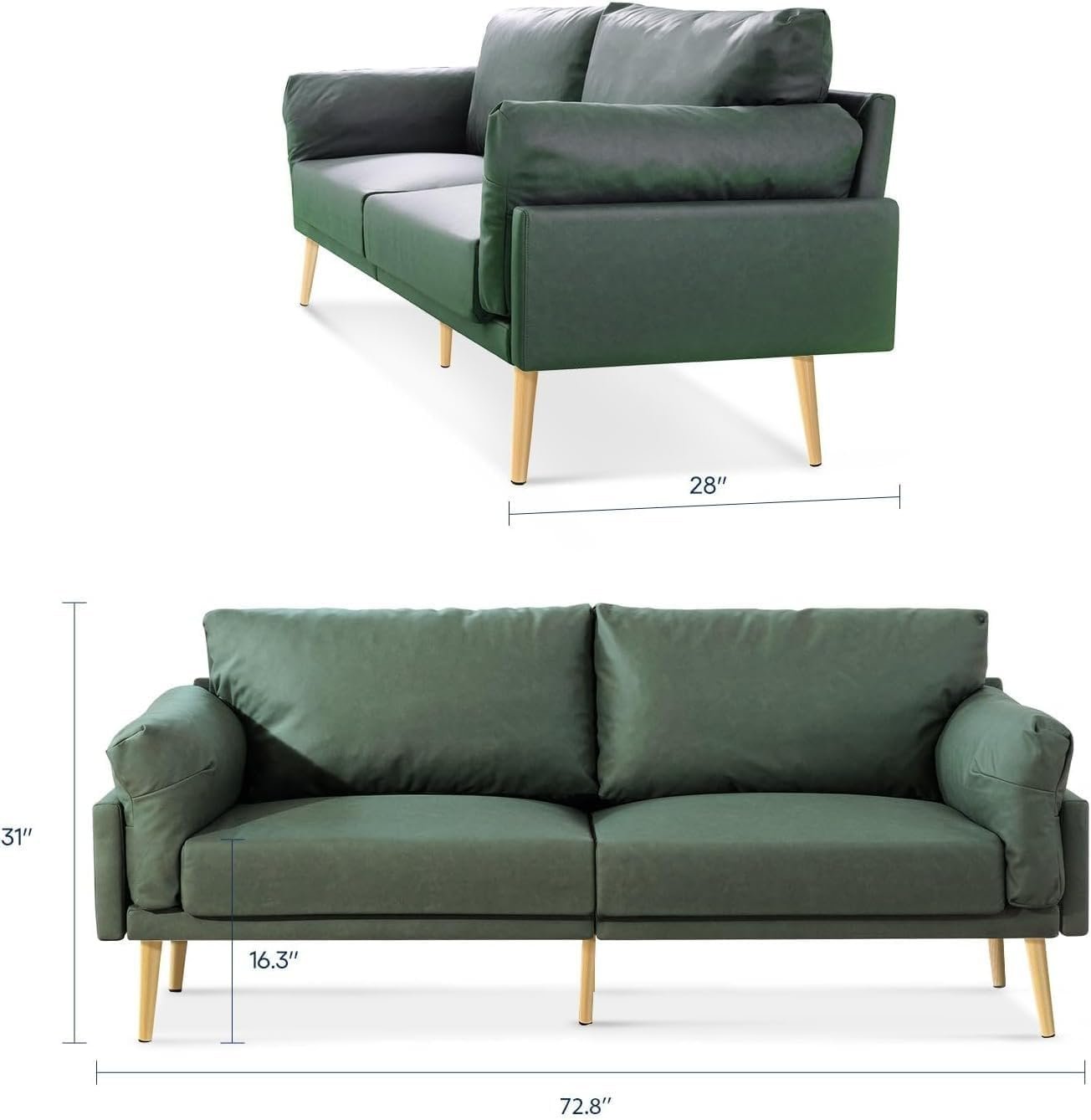 Karnak Brooklyn Velvet Upholstery 2-Seater Sofa Couch Set Modern Design Design Sofa Couch For Living Room Color (Light Green) - Image 2