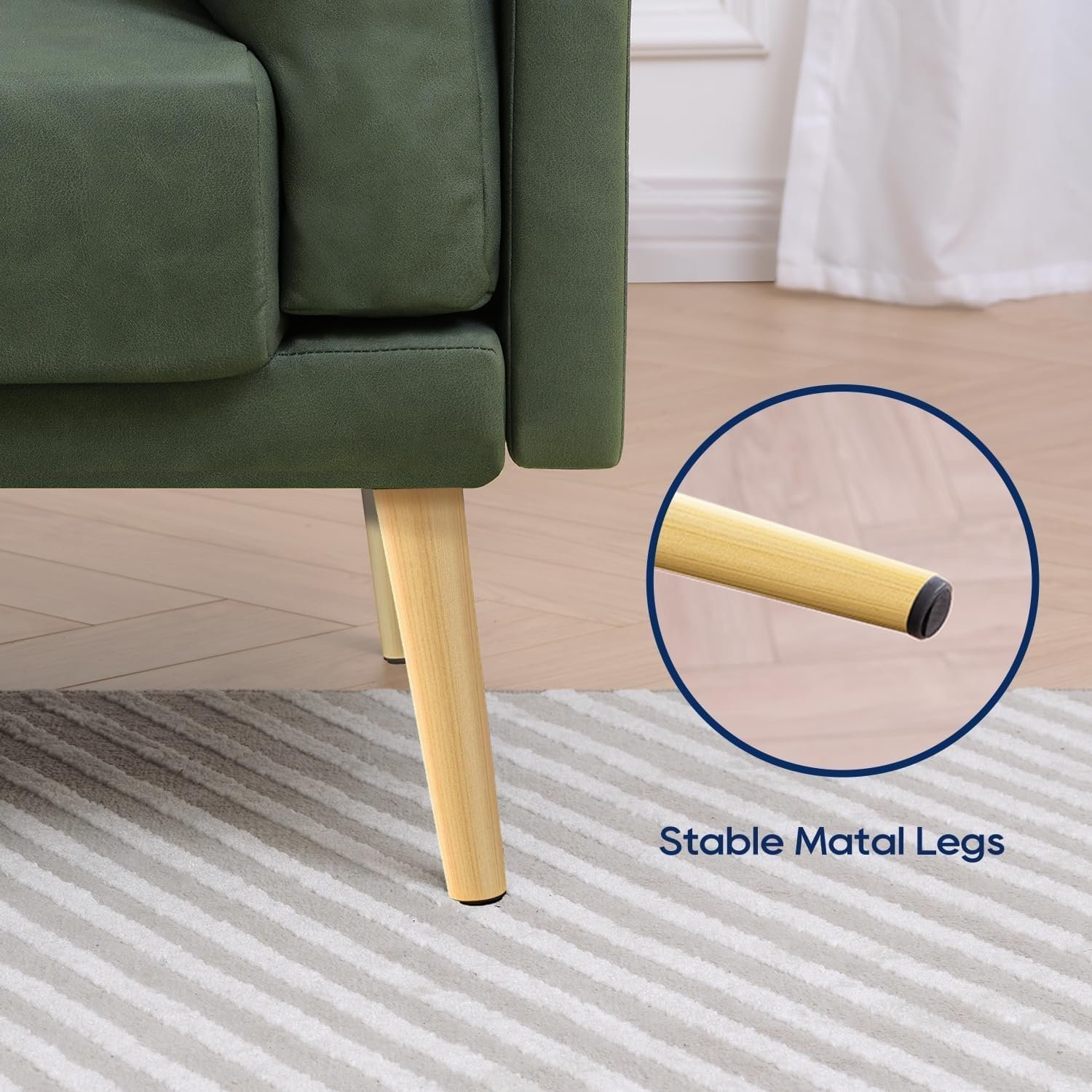 Karnak Brooklyn Velvet Upholstery 2-Seater Sofa Couch Set Modern Design Design Sofa Couch For Living Room Color (Light Green) - Image 6