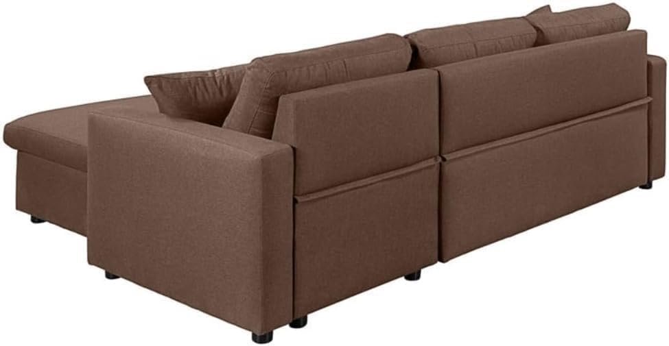Karnak Diwan Sofa Couch Cum Bed With Cushions L-Shaped Storage Space | Convertible Living Room Furniture. (BROWN, WITH ASSEMBLY) - Image 5