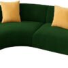 Karnak Midnight Curved Sectional Sofa | Left Hand Facing Modular Sofa | Frosted Velvet Upholstery | Pillow Back, Armless | Living Room Furniture (Salem Green, 170W x 170D CM)
