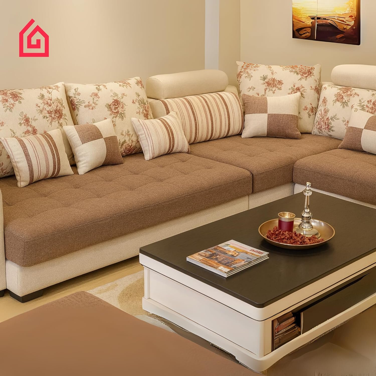 Karnak Luxury U-Shaped Sectional Sofa Set | 10-Seater Fabric Upholstered Sofa Set | Corner Couch Set | Modern Solid Wood Sofa for Large Living Room | Space Saving (Grey) - Image 19