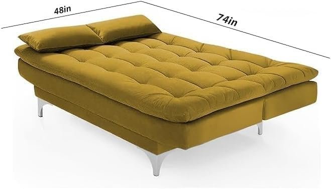 Karnak 3 Seater Sofa Cum Bed for Living Room – Modern Convertible Sleeper Sofa, Space-Saving Multi-Functional Design with Comfortable Cushions (Yellow) - Image 10