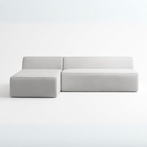 Karnak Celona L-Shaped Sectional Sofa | Light Grey | Velvet Upholstered Sofa with Left Chaise for Living Room Furniture, Space-Saving with Interchangeable Chaise