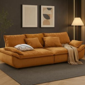 Karnak Contemporary Tech Cloth Standard Sofa with Removable Cushions and Pillows | Living room Stylish Couch | 279.4 x 78.74 x 83.82 cm | Multiple C