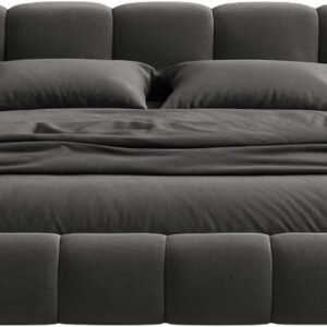 Karnak Black Velvet Bed Frame | Modern Super Queen Bed Frame | Upholstered Bed Base with Diamond Tufted Headboard & Solid Plywood Slats | Bedroom Furniture 160 x 200 cm Without Mattress
