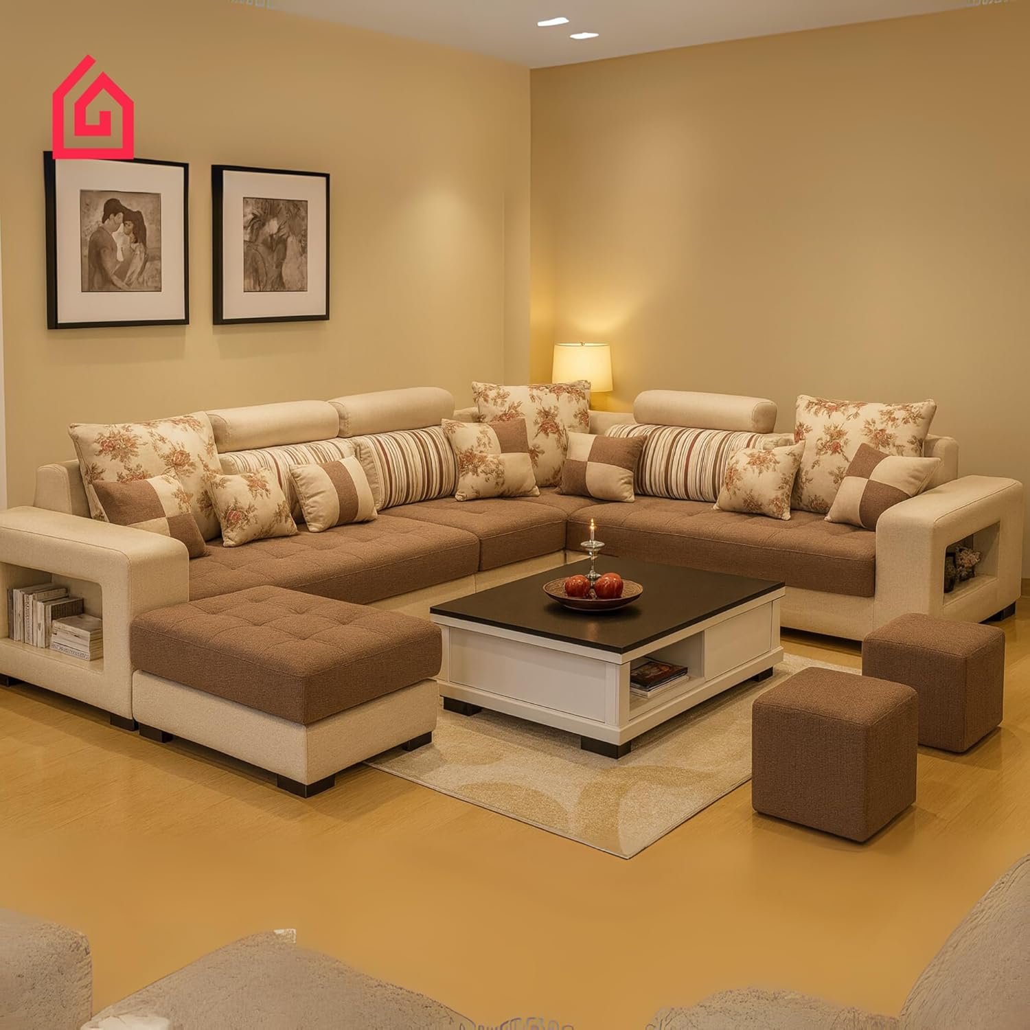 Karnak Luxury U-Shaped Sectional Sofa Set | 10-Seater Fabric Upholstered Sofa Set | Corner Couch Set | Modern Solid Wood Sofa for Large Living Room | Space Saving (Grey) - Image 47