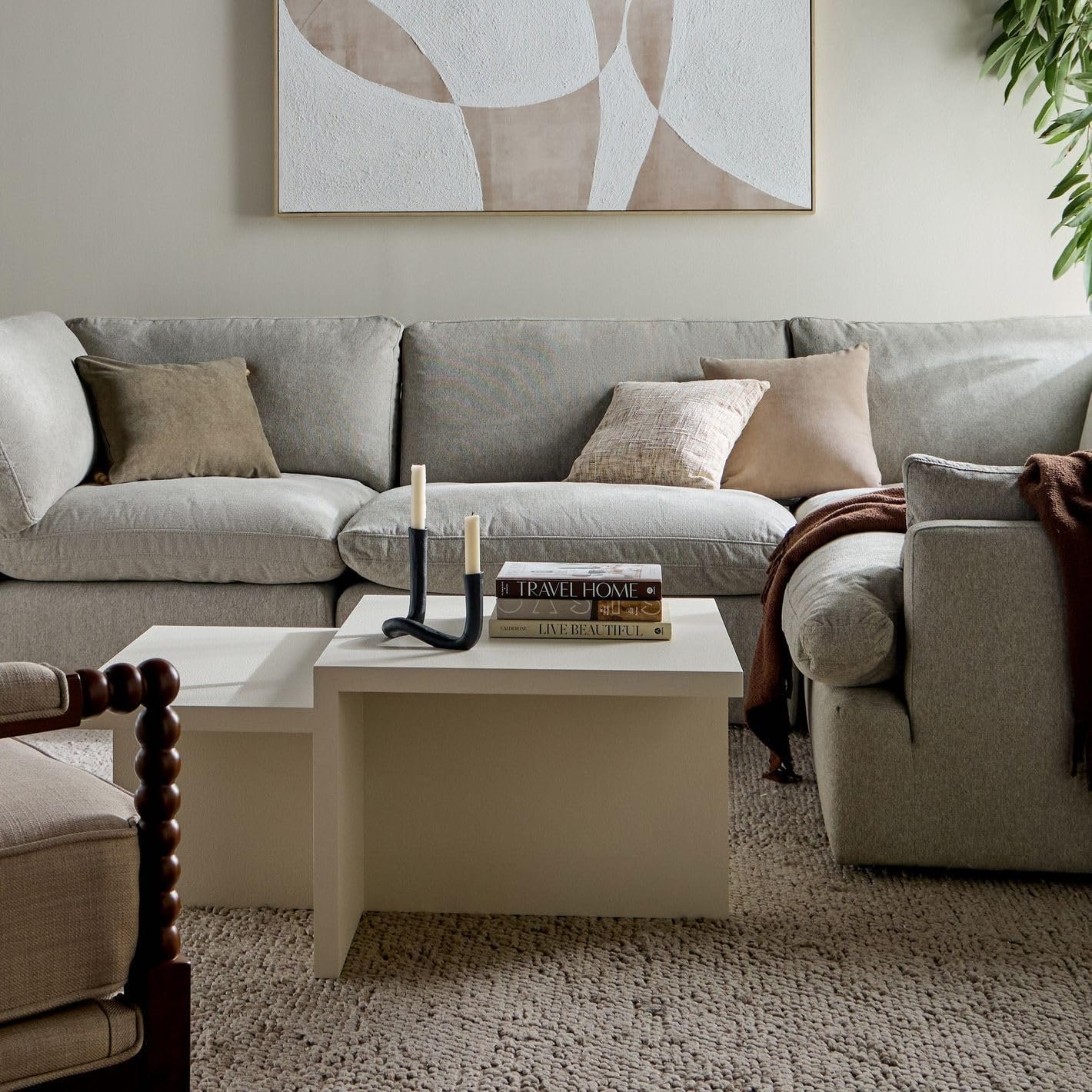 Karnak Intersect Coffee Table – Modern Rectangular Design, Engineered Wood with Plaster Finish, Durable & Stylish - Image 2