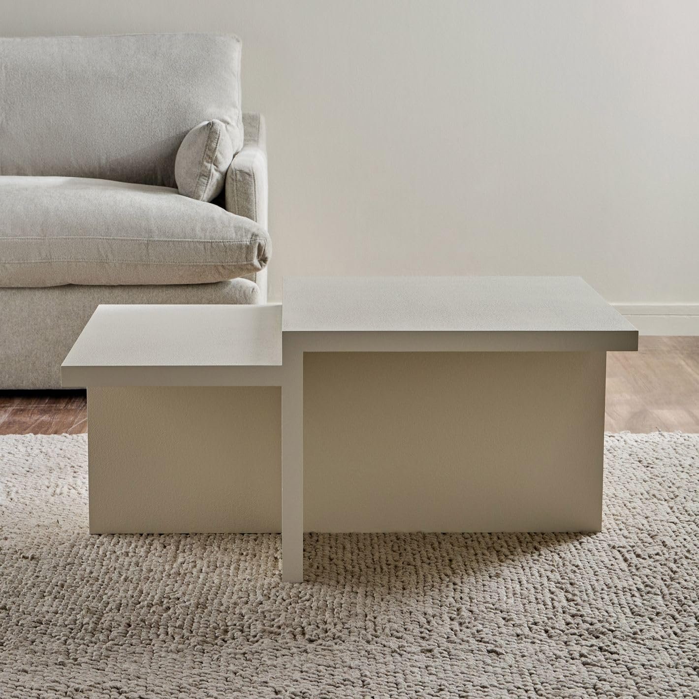 Karnak Intersect Coffee Table – Modern Rectangular Design, Engineered Wood with Plaster Finish, Durable & Stylish - Image 6