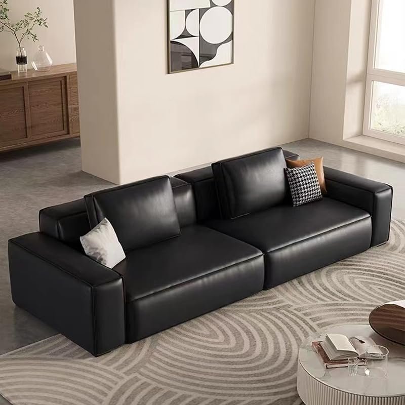 Karnak Modern Black Leather Square Arm Sofa With Storage And Stain Resistant Technology | Latex Seat Filling | 320.04X81.28X68.58CM | Modern Sofa - Image 10