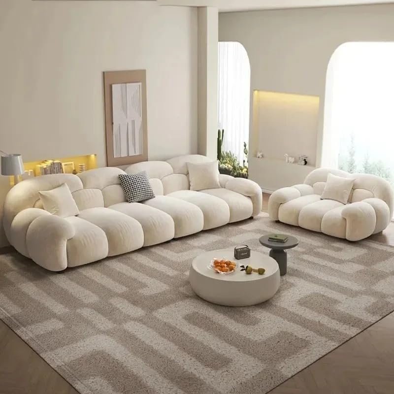 Karnak Modern Cloud Sofa – Luxury Plush 4-Seater Curved Sofa with Ultra-Soft Upholstery & Accent Pillows, Cozy Lounge Couch for Living Room & Reception (Orange, 1seater+3seater) - Image 11