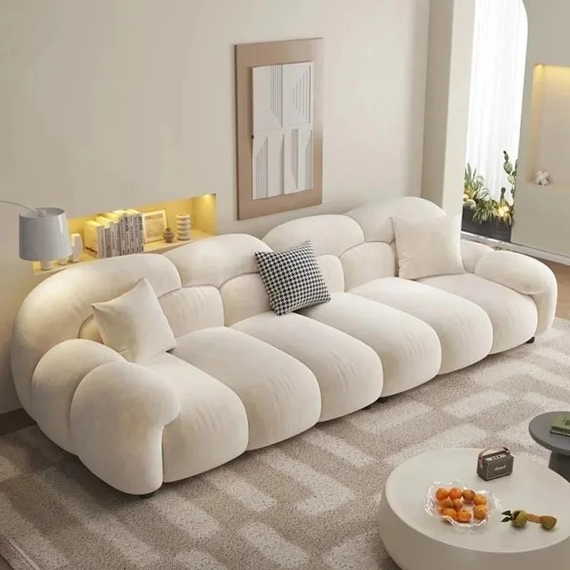 Karnak Modern Cloud Sofa – Luxury Plush 4-Seater Curved Sofa with Ultra-Soft Upholstery & Accent Pillows, Cozy Lounge Couch for Living Room & Reception (Orange, 1seater+3seater) - Image 12