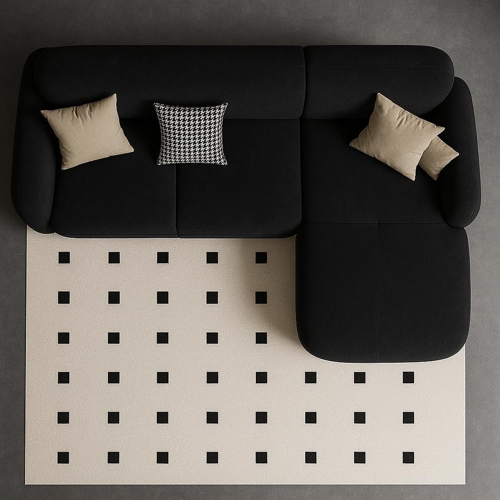 Karnak Modern L-Shaped Sofa Set – Upholstered Sectional Couch with Solid Wood Frame for Living Room, Office, or Hotel (black, 75) - Image 9