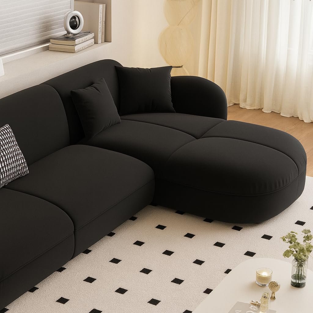 Karnak Modern L-Shaped Sofa Set – Upholstered Sectional Couch with Solid Wood Frame for Living Room, Office, or Hotel (black, 75) - Image 11