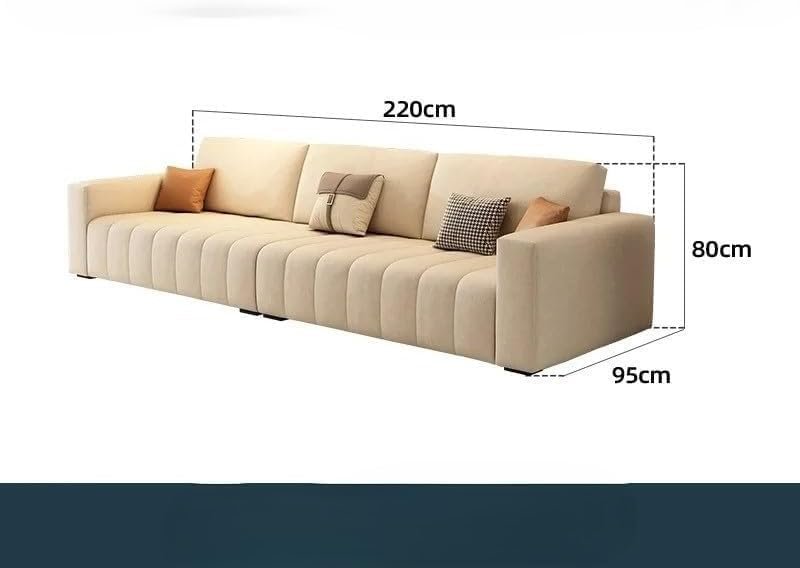 Karnak Modern Minimalist Sofa – Luxury Upholstered Couch with Deep Seating, Wide Armrests & Decorative Cushions – Elegant Cream Sofa for Living Room, Lounge & Office (Grey, 250cm) - Image 11