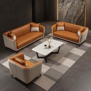 Karnak Modern Sofa Set for Living Room, Tan and Grey (3seater+2+1)