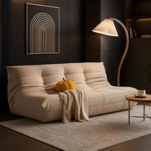 Karnak Modern Tufted Cushions Armless Living Room Wooden Standard Seating | Suede 180 X 102 X 70 Cm Dark Gray | Modern Sofa | Couch | Living Room Furn