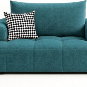 Karnak Modular Hokku Sofa | 1-Seater Sectional Sofa | Lounge Upholstery Sofa Corner | Minimalist Cloud Sofa Design | Modern Living Room Furniture (Aqua Green)