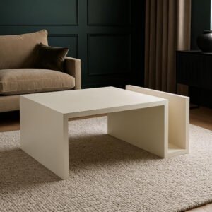 Karnak Nexus Coffee Table | Modern Rectangular MDF Top with Plaster Finish | Durable Engineered Wood Center Table for Living Room Décor