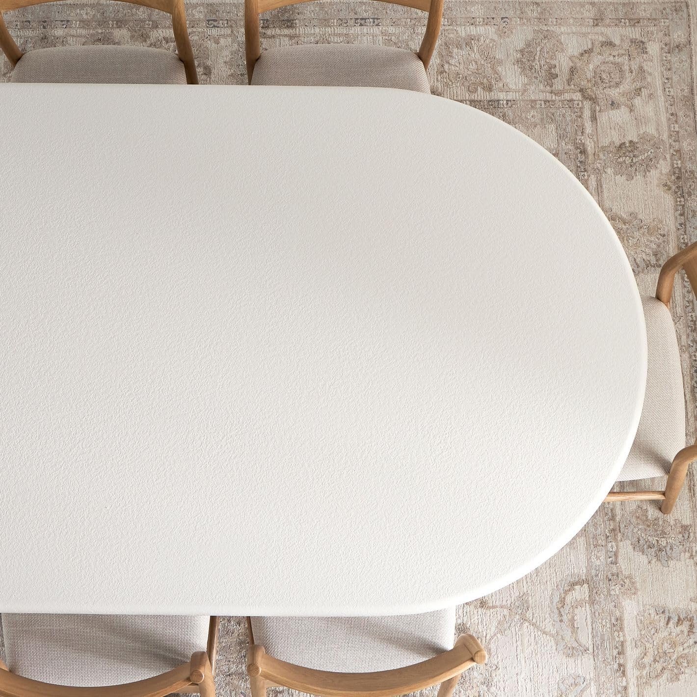 Karnak Pillar 6-Seater Oval Dining Table with Textured MDF Top, Three Pillar Legs, Contemporary Homestead Style - Image 11