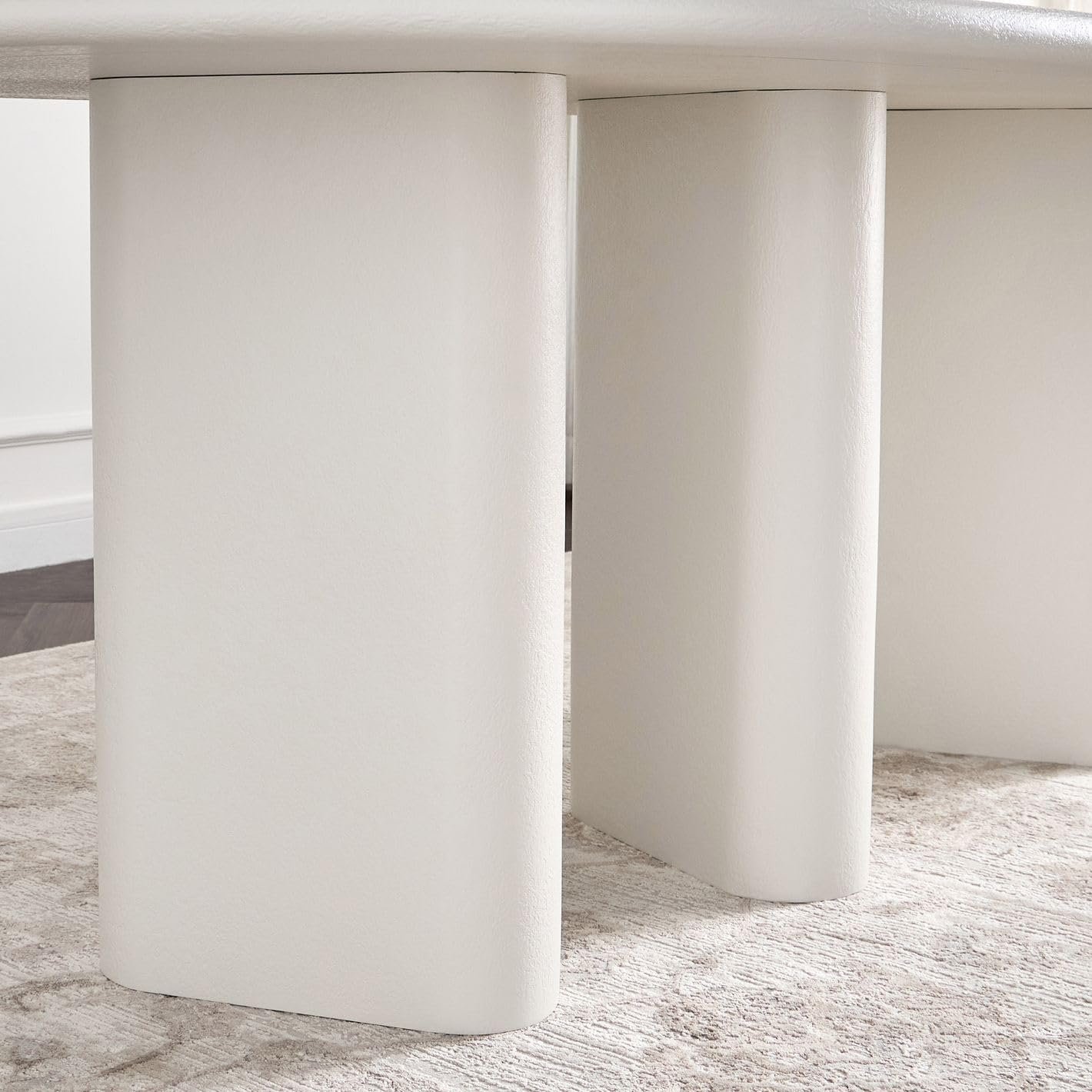 Karnak Pillar 6-Seater Oval Dining Table with Textured MDF Top, Three Pillar Legs, Contemporary Homestead Style - Image 13