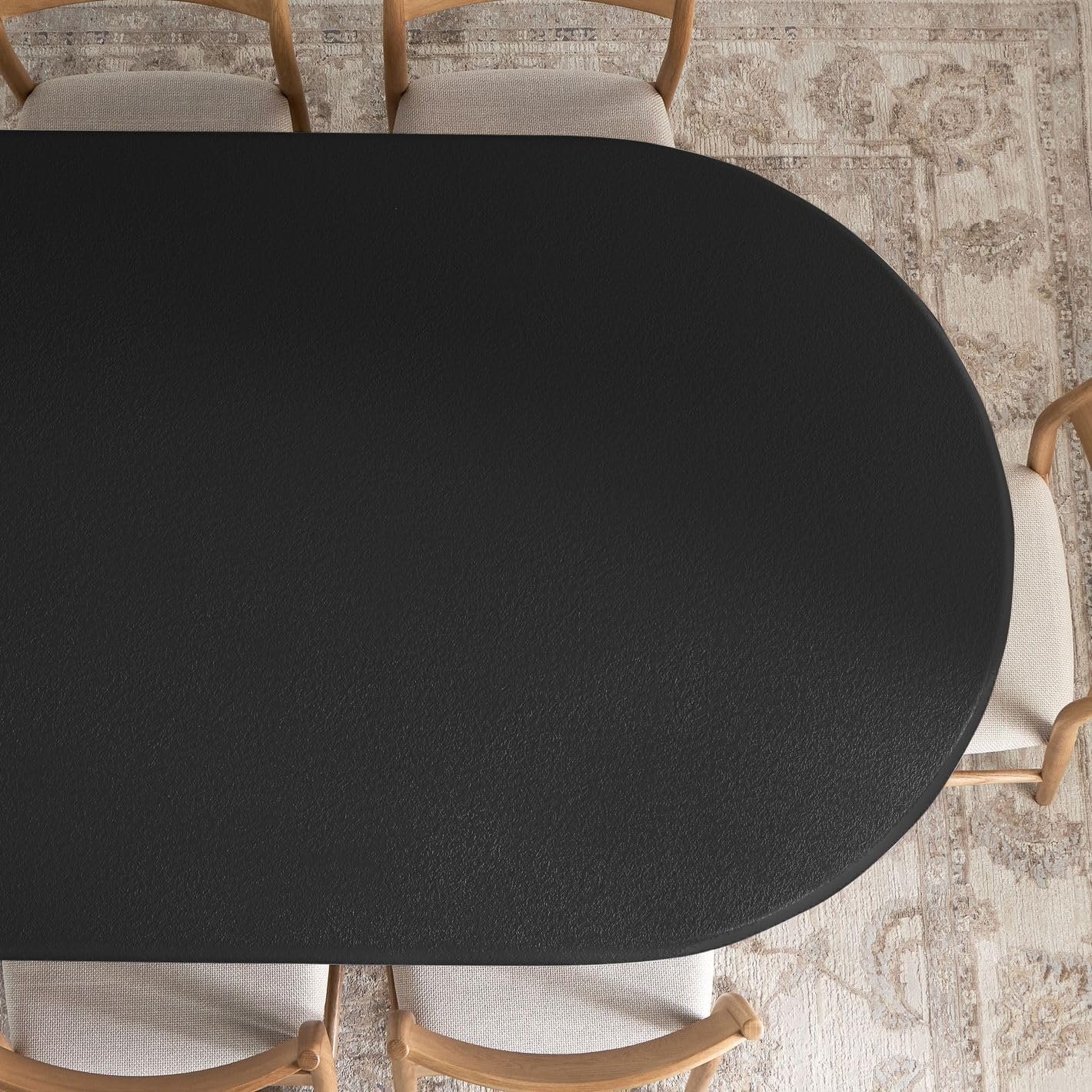 Karnak Pillar 6-Seater Oval Dining Table with Textured MDF Top, Three Pillar Legs, Contemporary Homestead Style - Image 18