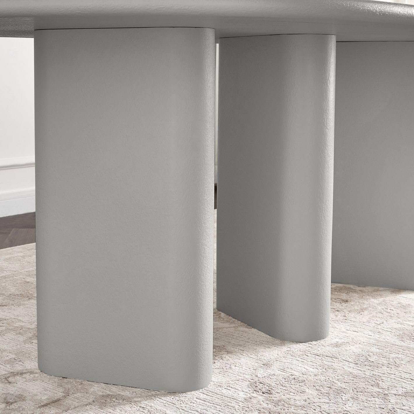 Karnak Pillar 6-Seater Oval Dining Table with Textured MDF Top, Three Pillar Legs, Contemporary Homestead Style - Image 40