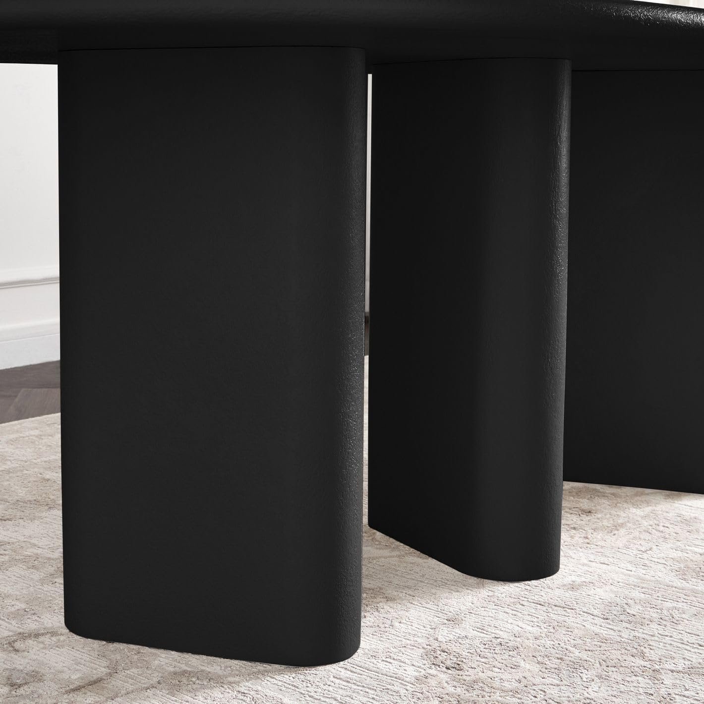 Karnak Pillar 6-Seater Oval Dining Table with Textured MDF Top, Three Pillar Legs, Contemporary Homestead Style - Image 46