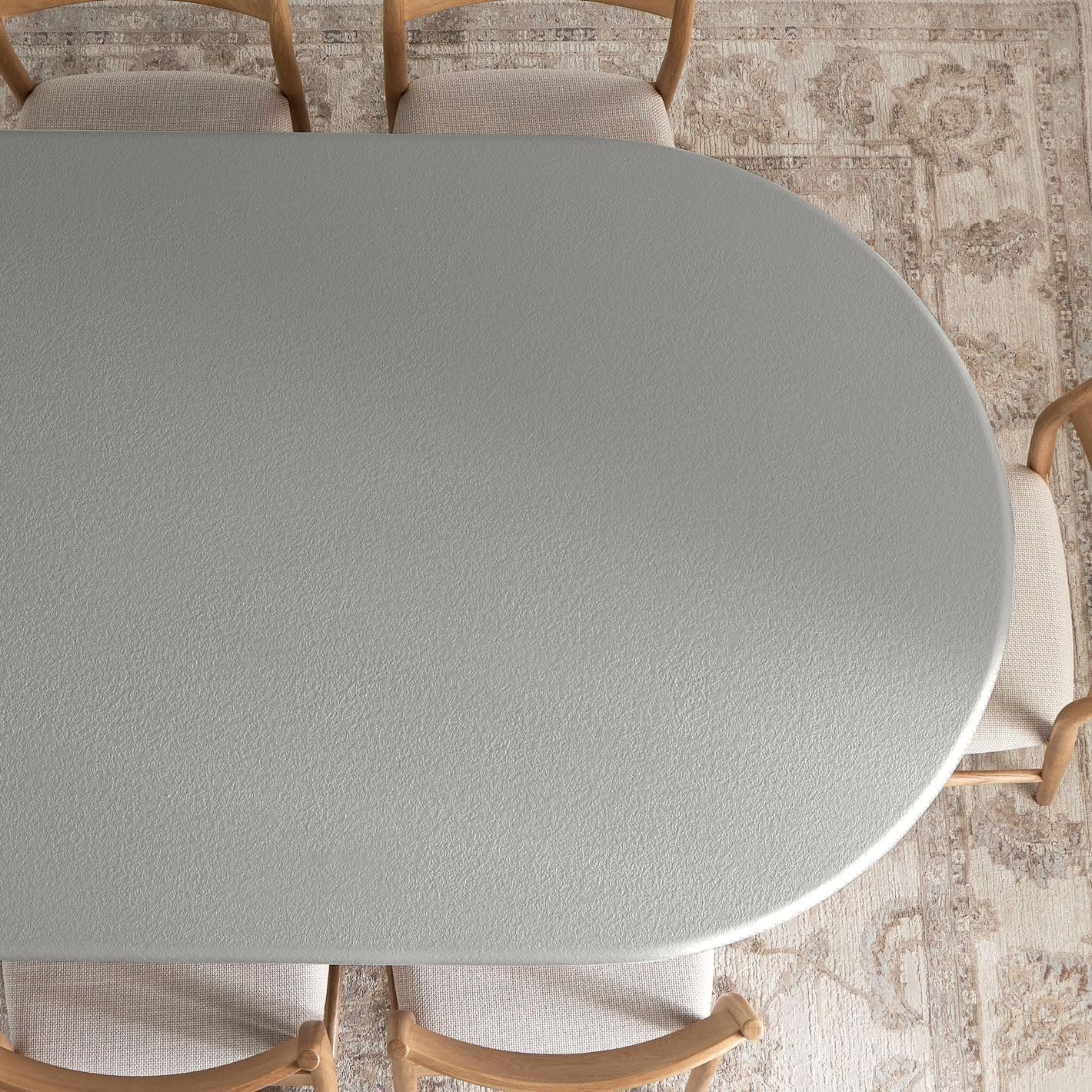 Karnak Pillar 6-Seater Oval Dining Table with Textured MDF Top, Three Pillar Legs, Contemporary Homestead Style - Image 58