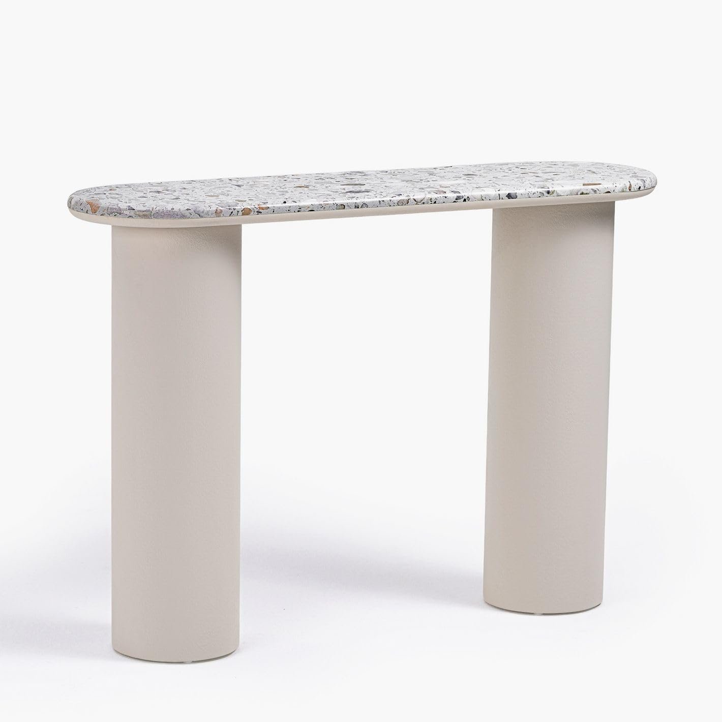 Karnak Pillar Terrazzo Top Console Table | Modern Terrazzo Slab with Plaster-Finish Pillar Legs | Stylish Hallway & Living Room Furniture UAE - Image 5