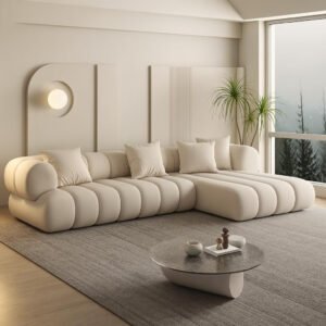 Karnak Premium L‑Shape Corner Sectional Sofa – Luxurious Upholstery, Modular Design, Modern Living Room Sofa (Beige, LEFT)