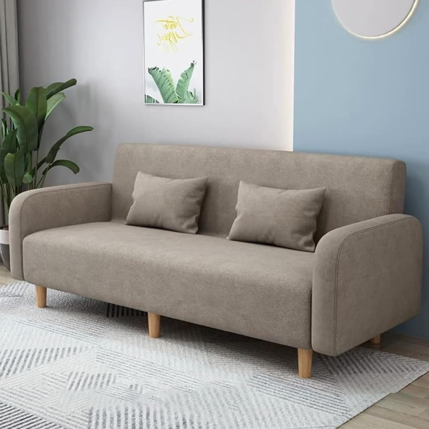 Karnak Seats 3 Modern Small Solid Wood Frame Foam-Filled Sofa with Square Arm - Flannel Upholstery | Space-Saving | Cushion Back (150 x 65 x 75 cm) - Image 10