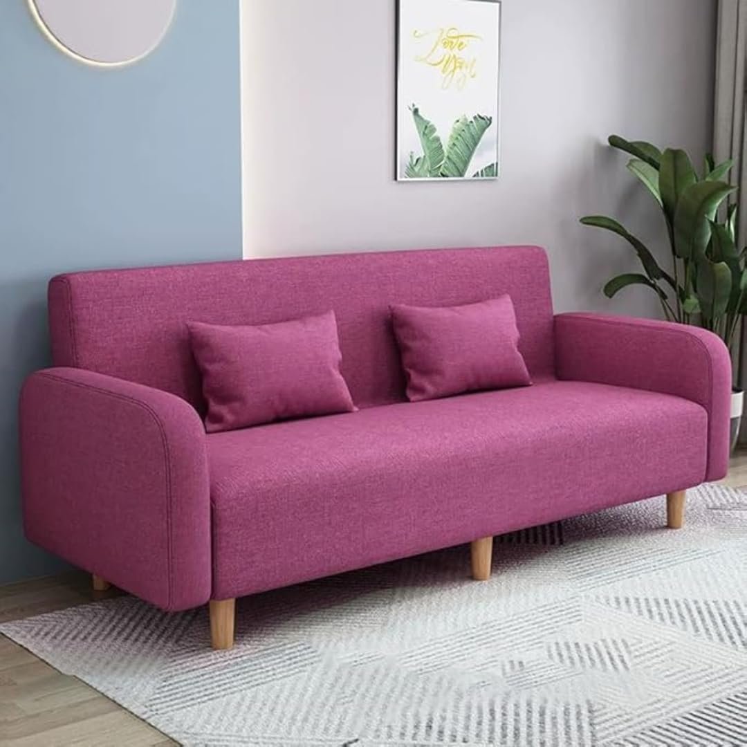 Karnak Seats 3 Modern Small Solid Wood Frame Foam-Filled Sofa with Square Arm - Flannel Upholstery | Space-Saving | Cushion Back (150 x 65 x 75 cm) - Image 17