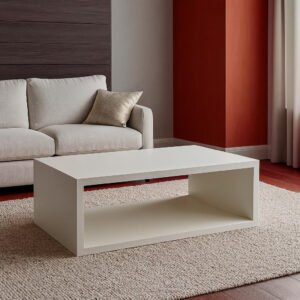 Karnak Vault Coffee Table | Modern Rectangular MDF Top with Plaster Finish | Durable Engineered Wood Center Table for Living Room Décor