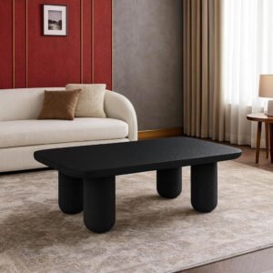 Karnak Velvet Coffee Table – Modern Rectangular Design, Engineered Wood Construction, Durable & Elegant Living Room Furniture (Black)