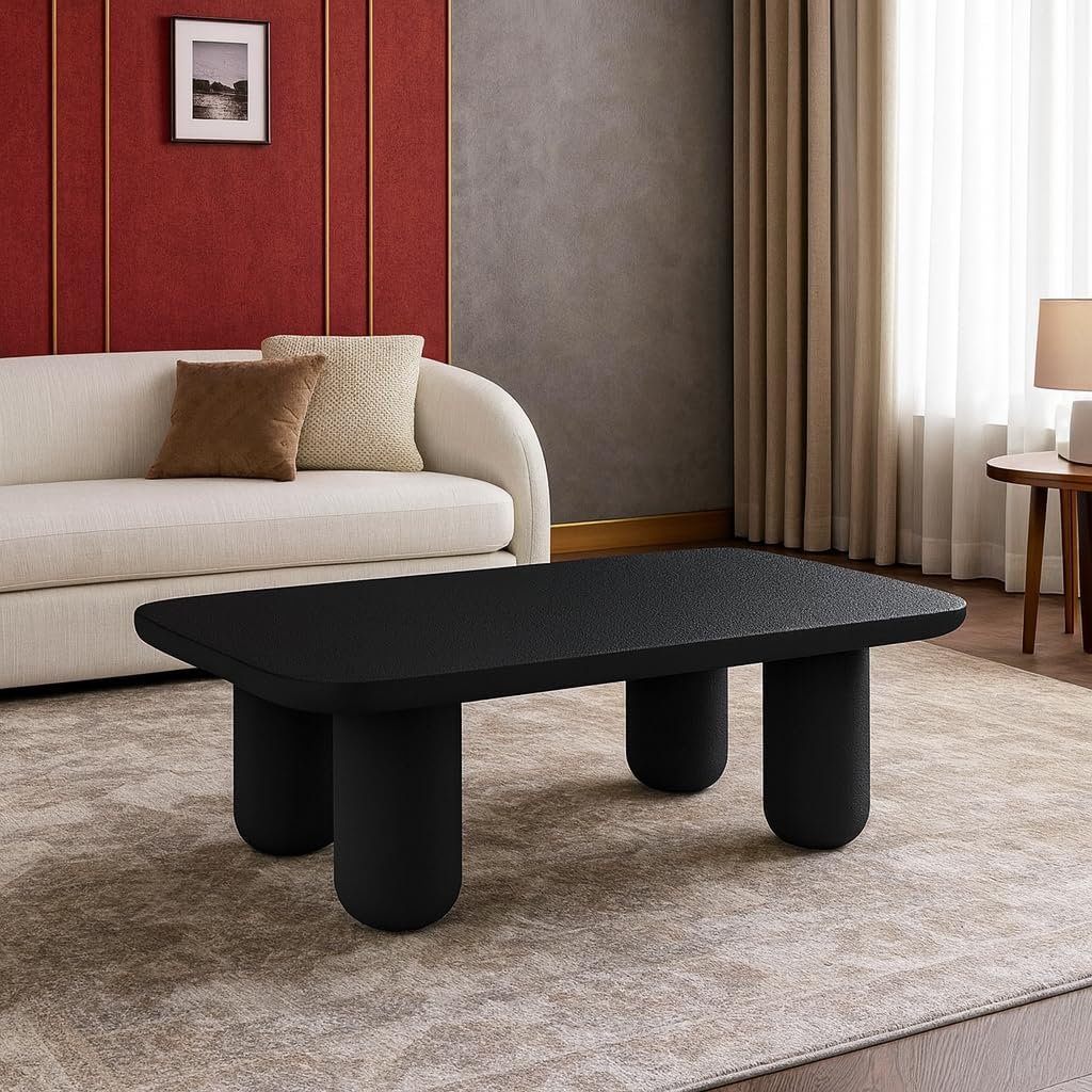 Karnak Velvet Coffee Table – Modern Rectangular Design, Engineered Wood Construction, Durable & Elegant Living Room Furniture (Black)