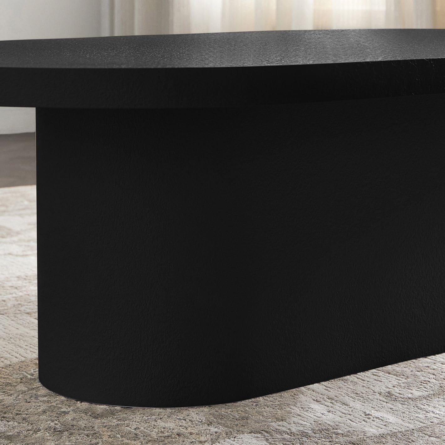 Karnak Block Coffee Table | Large Rectangular Modern Table Design | Engineered Wood Table Construction | Durable & Stylish for Living Room Table (Black) - Image 4