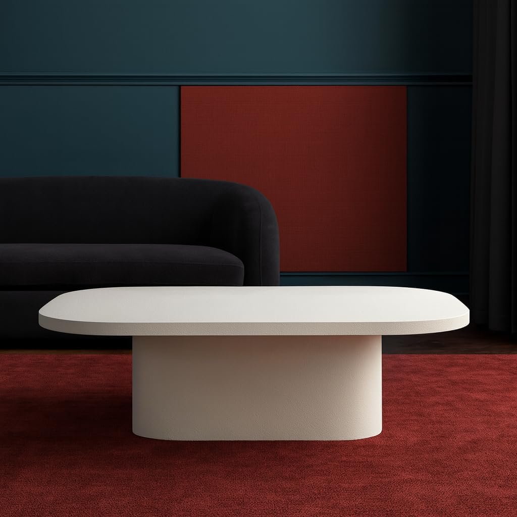 Karnak Block Coffee Table | Large Rectangular Modern Table Design | Engineered Wood Table Construction | Durable & Stylish for Living Room Table (White)