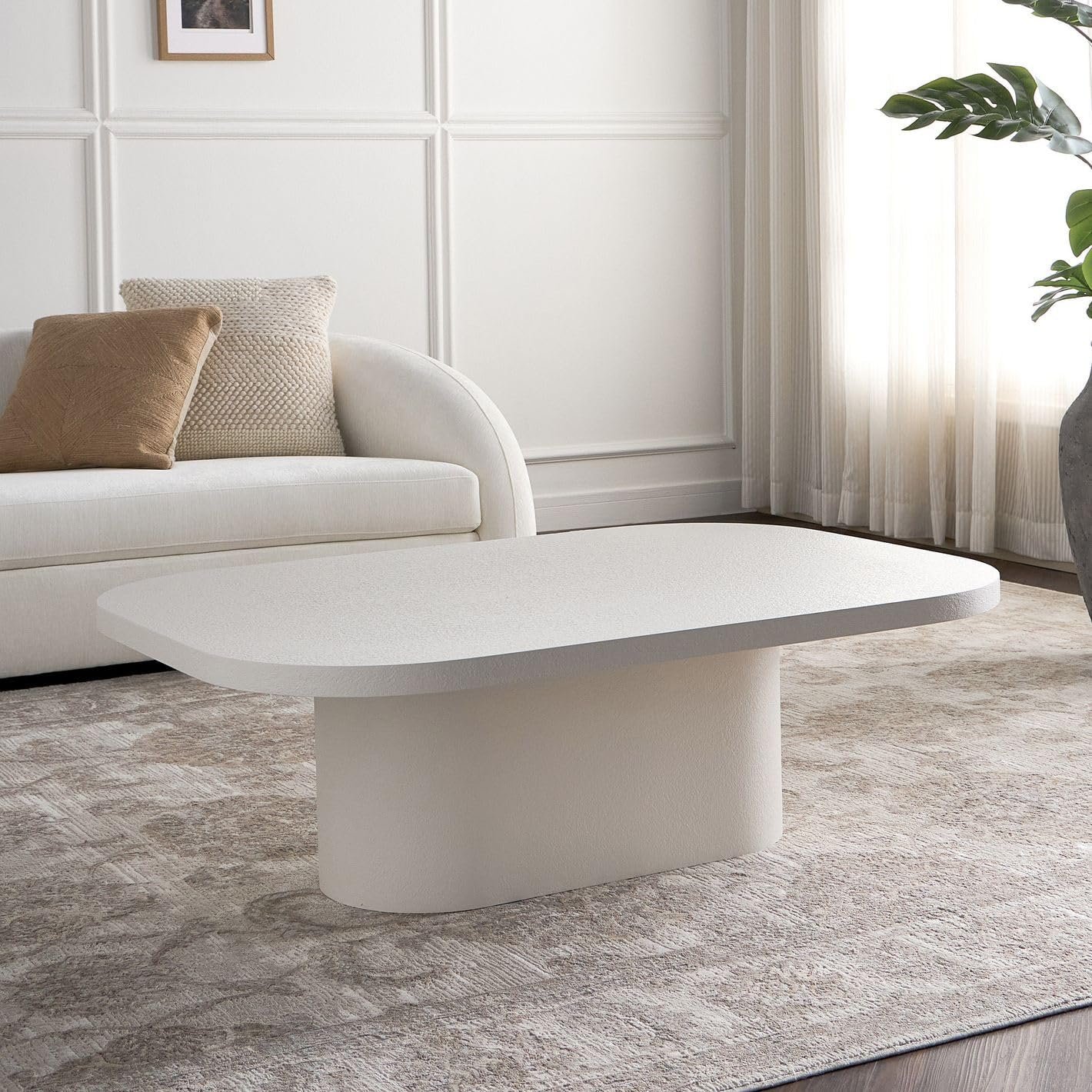 Karnak Block Coffee Table | Large Rectangular Modern Table Design | Engineered Wood Table Construction | Durable & Stylish for Living Room Table (White) - Image 2