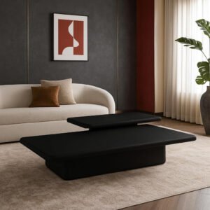 Karnak Blossom 2-Piece Coffee Table Set | Rectangular MDF Pedestal Base Tables | Modern Homestead Living Room Center Tables