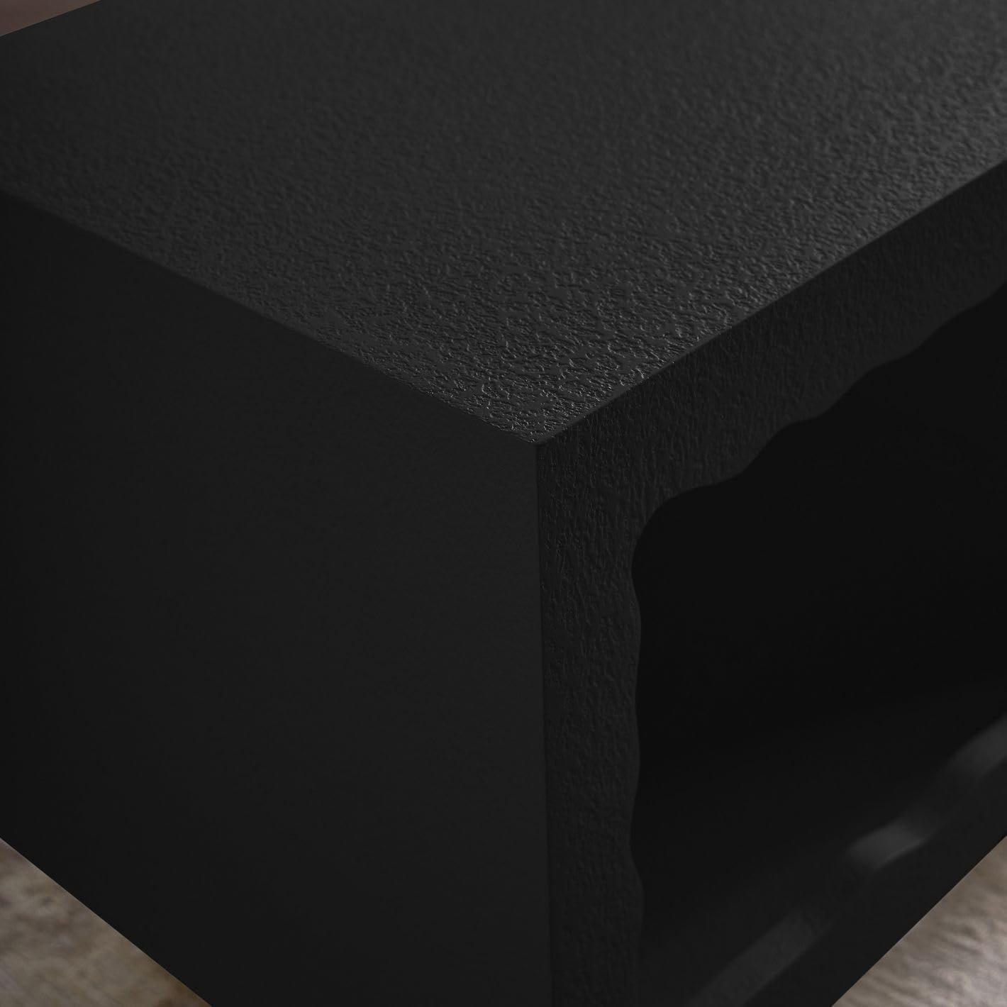Karnak Cloudy TV Unit | Modern Media Console with Wave Design | Wooden TV Cabinet with Textured Finish & Storage for Living Room Furniture (Black) - Image 4
