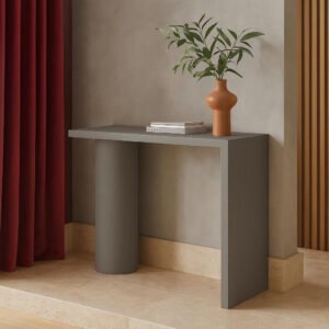 Karnak Column Console Table | Modern Engineered Wood Console with Textured Finish | Stylish Rectangular Hallway & Living Room Furniture UAE