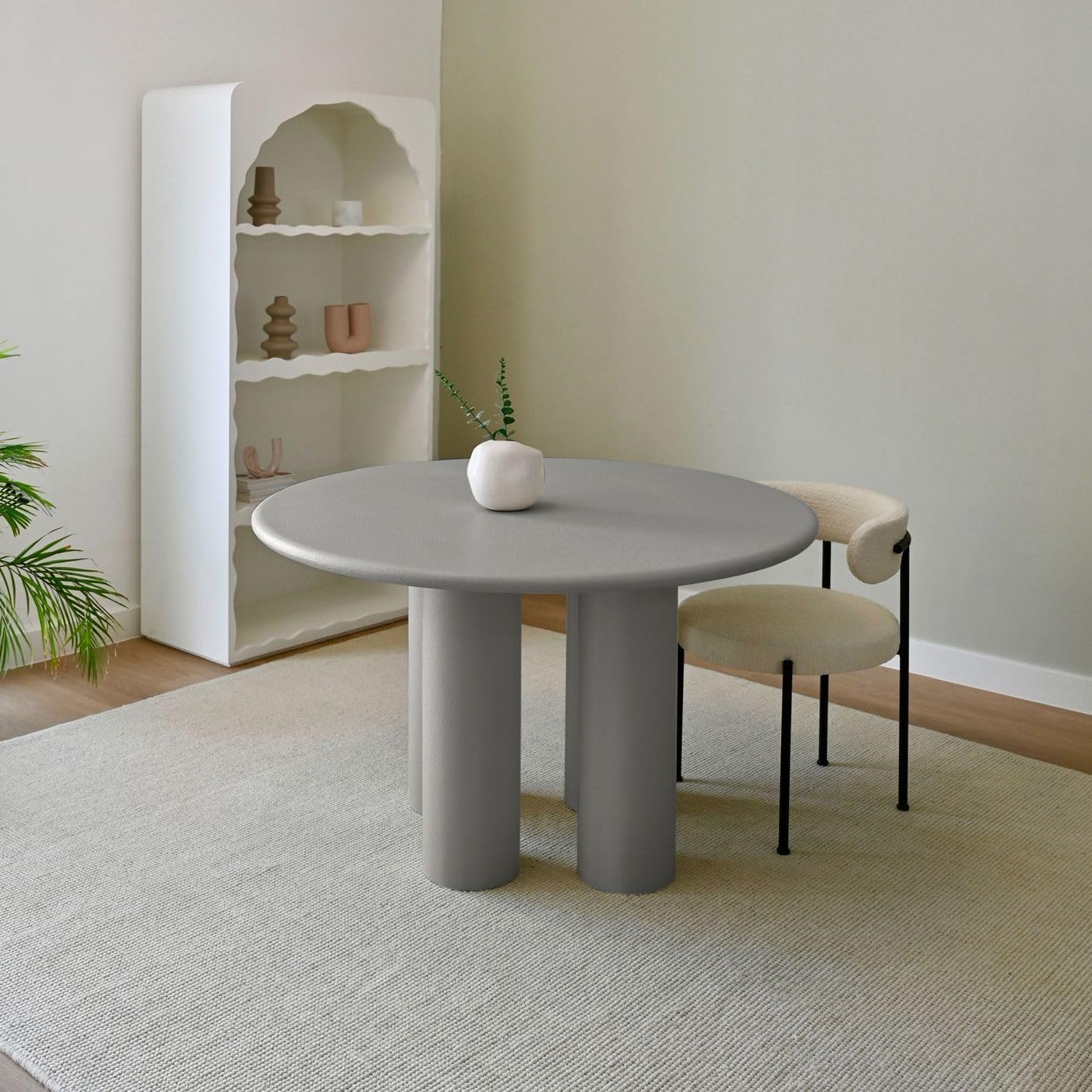 Karnak Ember 4-Seater Round Dining Table with Four-Leg Base, Textured MDF Top, Modern Luxe Minimalist Style (Black) - Image 8