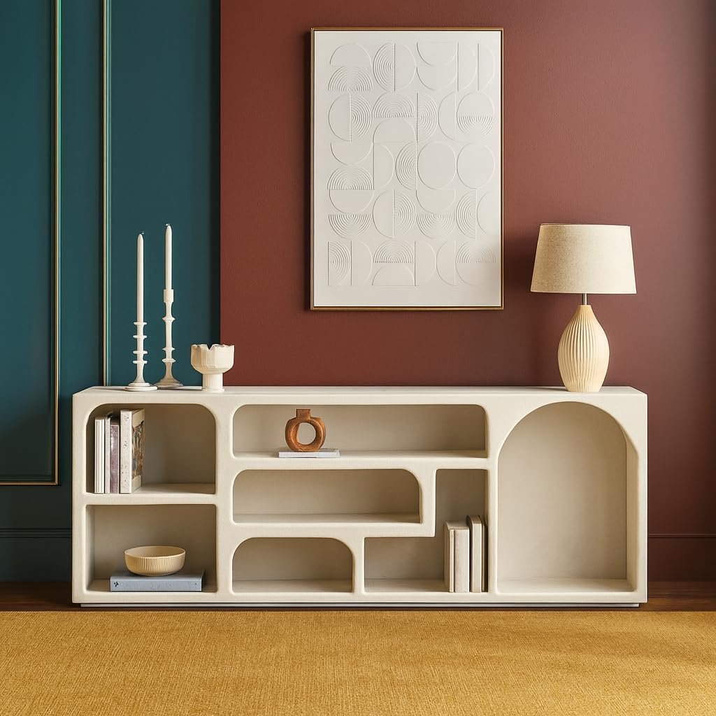 Karnak Float Buffet Modern Sideboard with 3 Doors, Minimalist Rounded-Edge Design, Cylindrical Legs & Concealed Storage (Black) - Image 18