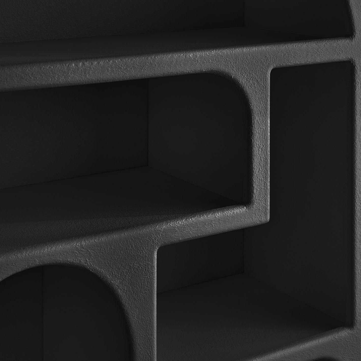 Karnak Float Display Unit – Modern Engineered Wood Shelf Cabinet with 4 Open Shelves, Black Minimalist Storage Furniture - Image 3